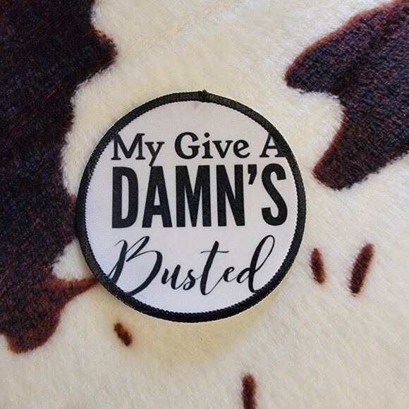 My Give A Busted Western Sublimation DYI Fabric Hat Patch Glue Iron On Sew Patch - Picture 2 of 4